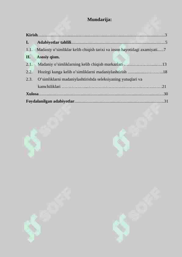 Madaniy o’simliklarning kelib chiqishi
