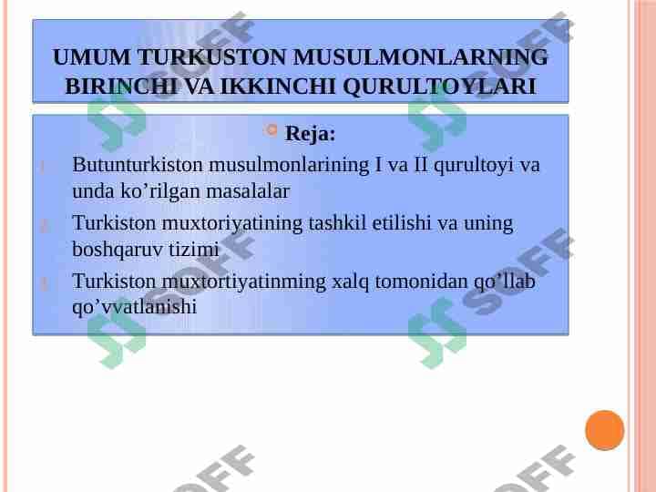 Umum Turkuston musulmonlarning birinchi va ikkinchi qurultoylari