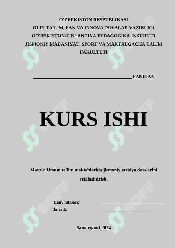 Umum ta'lim maktablarida jismoniy tarbiya darslarini rejalashtirish