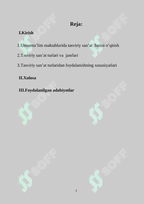 Umumta’lim maktablarida tasviriy san’at fanini o’qitish