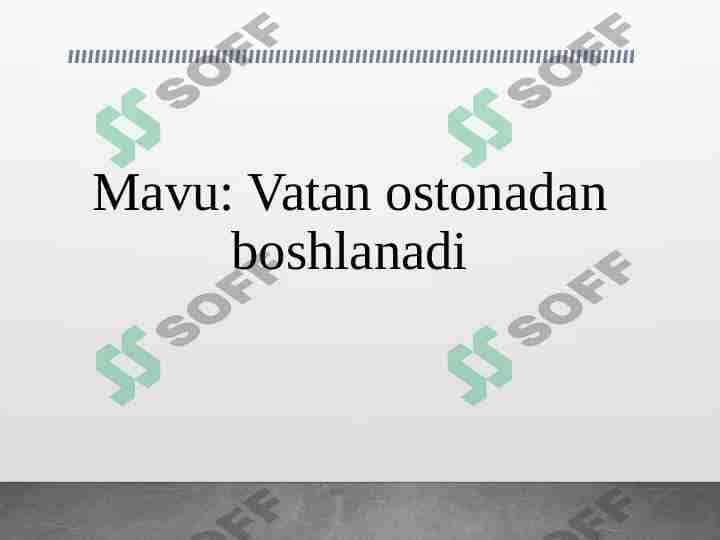 Vatan ostonadan boshlanadi
