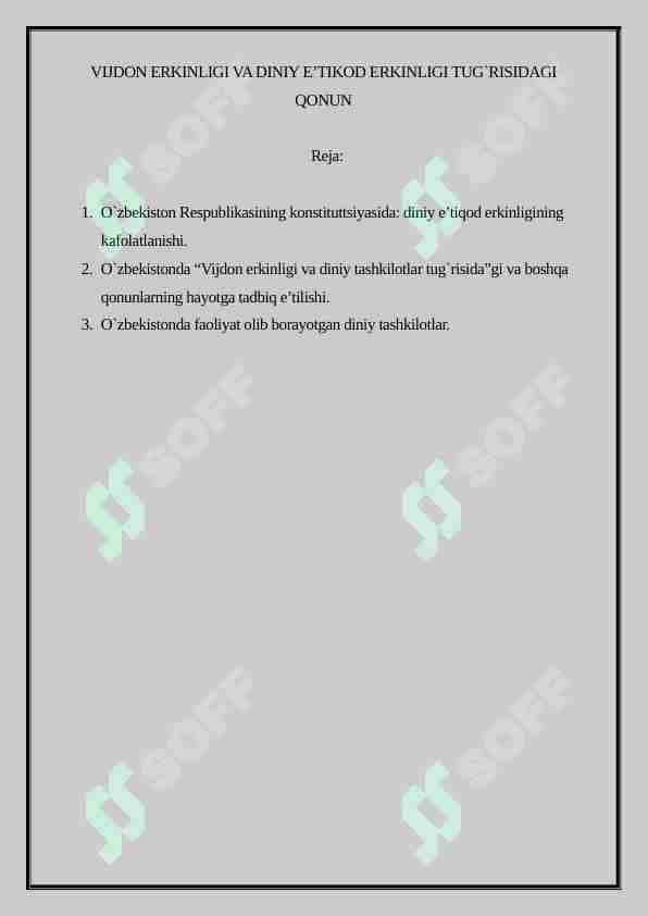 Vijdon erkinligi va diniy tashkilotlar