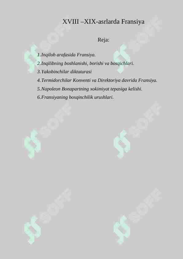 XVIII –XIX-asrlarda Fransiya