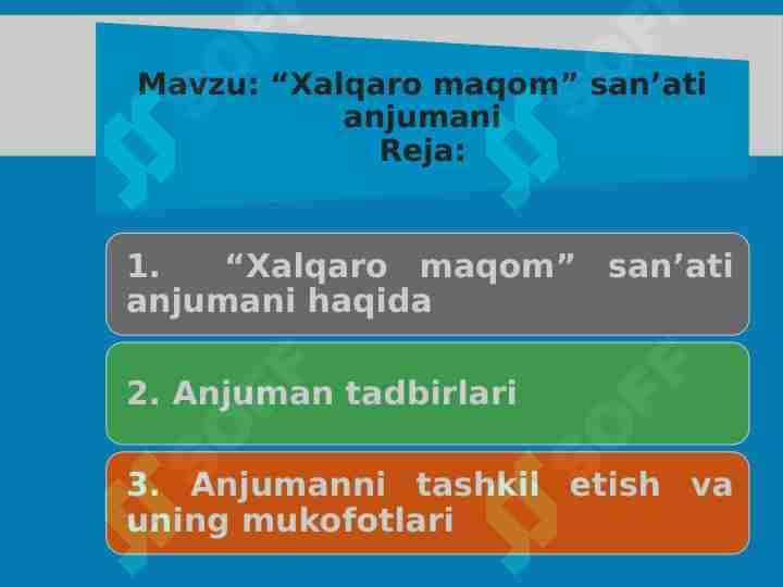 “Xalqaro maqom” san’ati anjumani