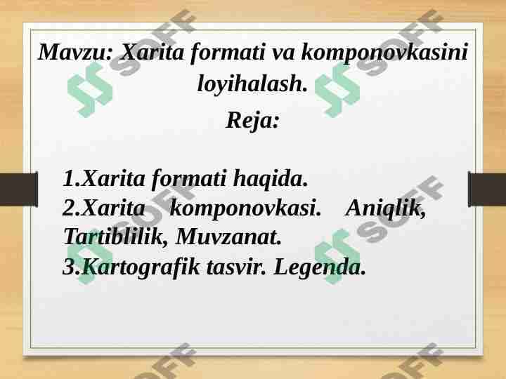Xarita formati va komponovkasini loyihalash
