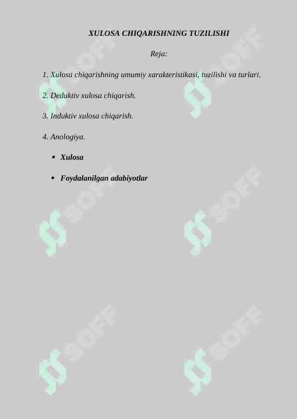 XULOSA CHIQARISHNING TUZILISHI