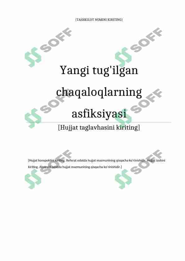 Yangi tug'ilgan chaqaloqlarning asfiksiyasi