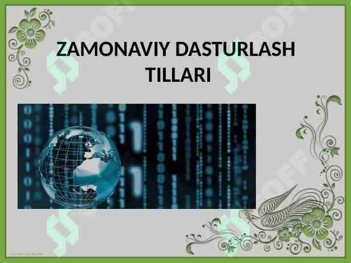 ZAMONAVIY DASTURLASH TILLARI