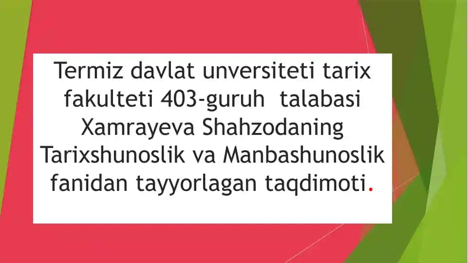 O'zbekistonda Tarixshunoslik Fanining Alohida Soha Sifati