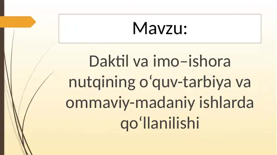 Daktil va imo–ishora nutqi