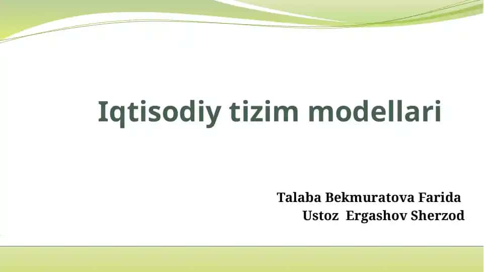 Iqtisodiy tizim modellari
