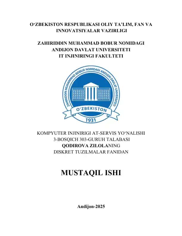 Diskret Tuzilmalar fanidan mustaqil ish
