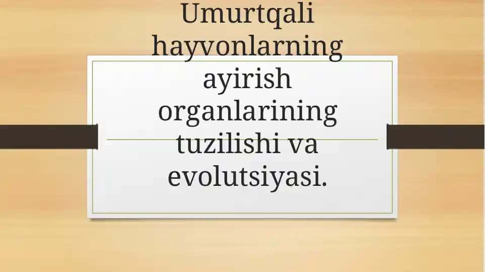 Umurtqali hayvonlarning ayirish organlarining tuzilishi va evolutsiyasi