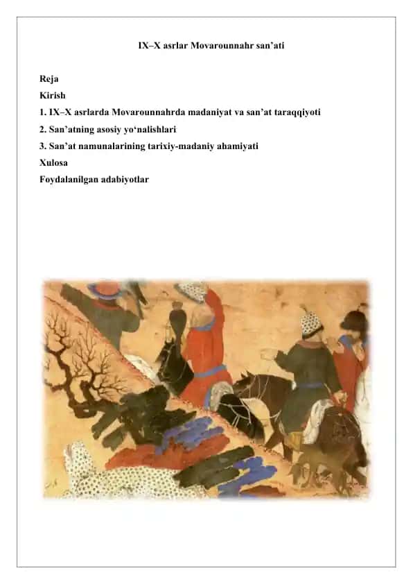 IX–X asrlar Movarounnahr san’ati