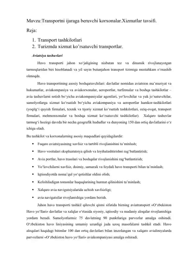 Transportni ijaraga beruvchi korxonalar