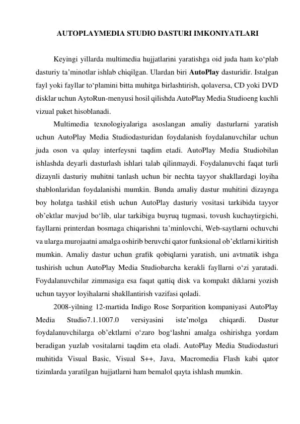 AutoPlay Media Studio dasturi