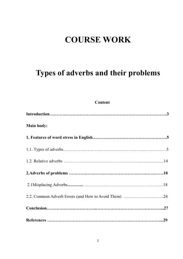 Types of Adverbs and Their Problems