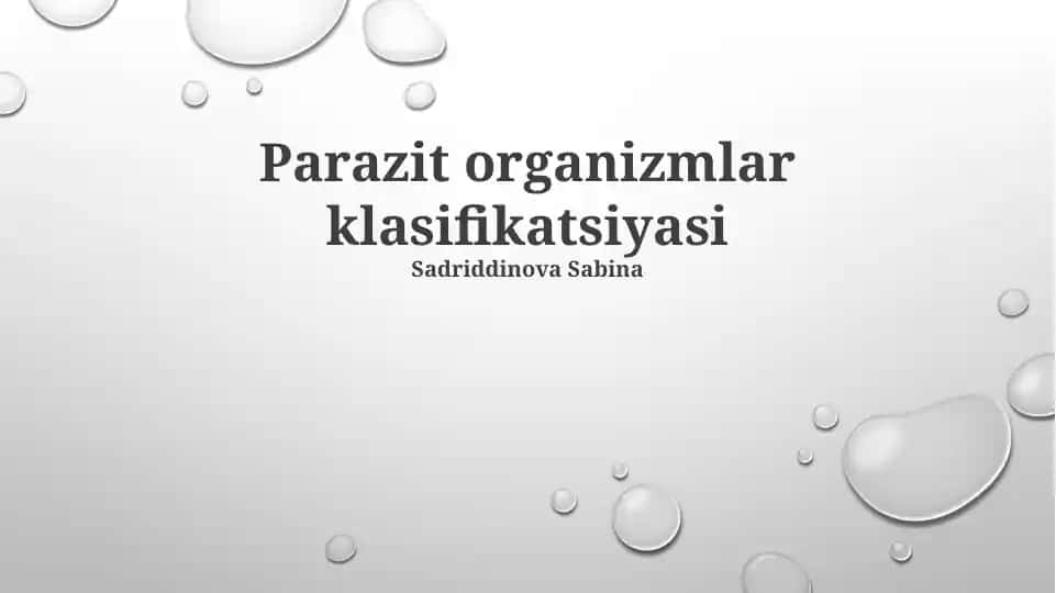 Parazit organizmlar klasifikatsiyasi