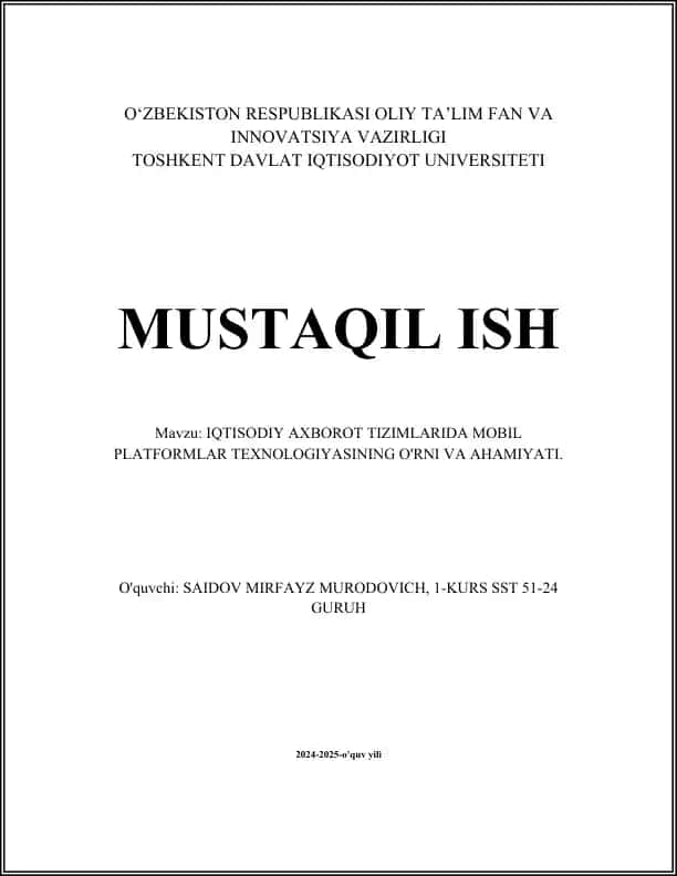 Mobil platformalar va iqtisodiy axborot tizimlari integratsiyasi