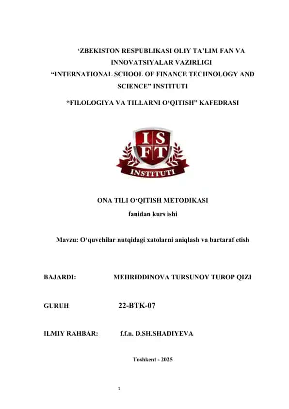 O‘quvchilar nutqidagi xatolarni aniqlash va bartaraf etish