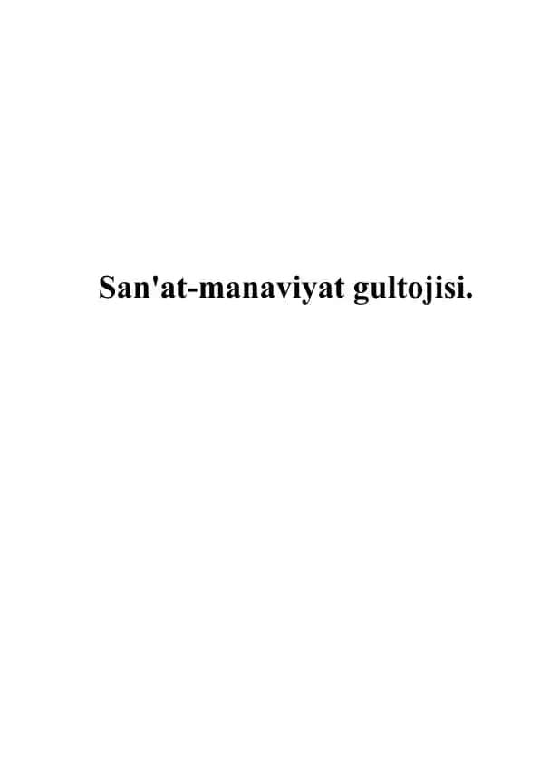 San'at-manaviyat gultojisi