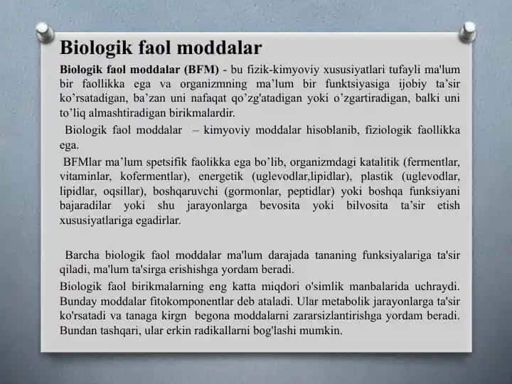 Biologik faol moddalar