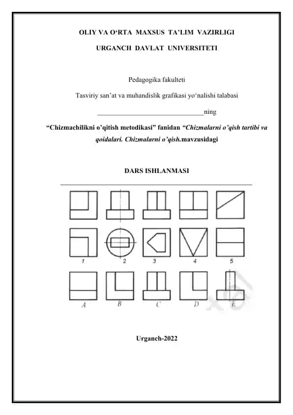 "Chizmachilikni o’qitish metodikasi"