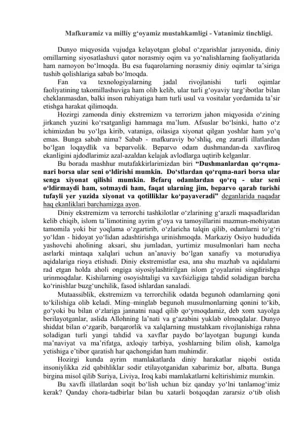 Diniy ekstremizm va terrorizm