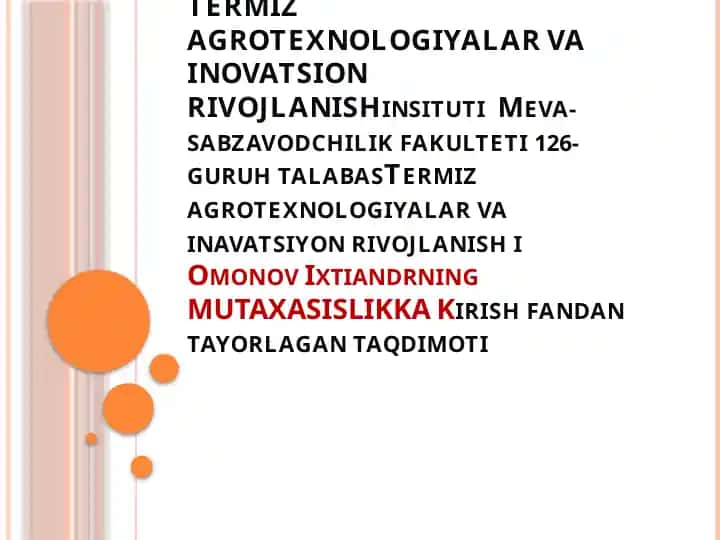 Moy saqlash va dastlabki qayta ishlash texnologiyasi