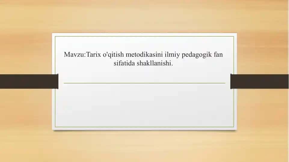 Tarix o'qitish metodikasi
