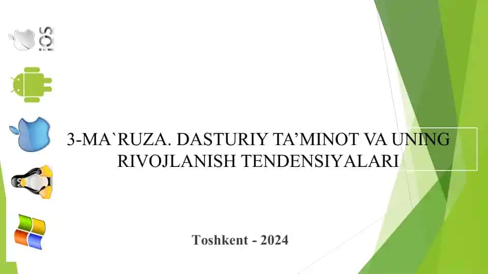DASTURIY TA’MINOT VA UNING RIVOJLANISH TENDENSIYALARI