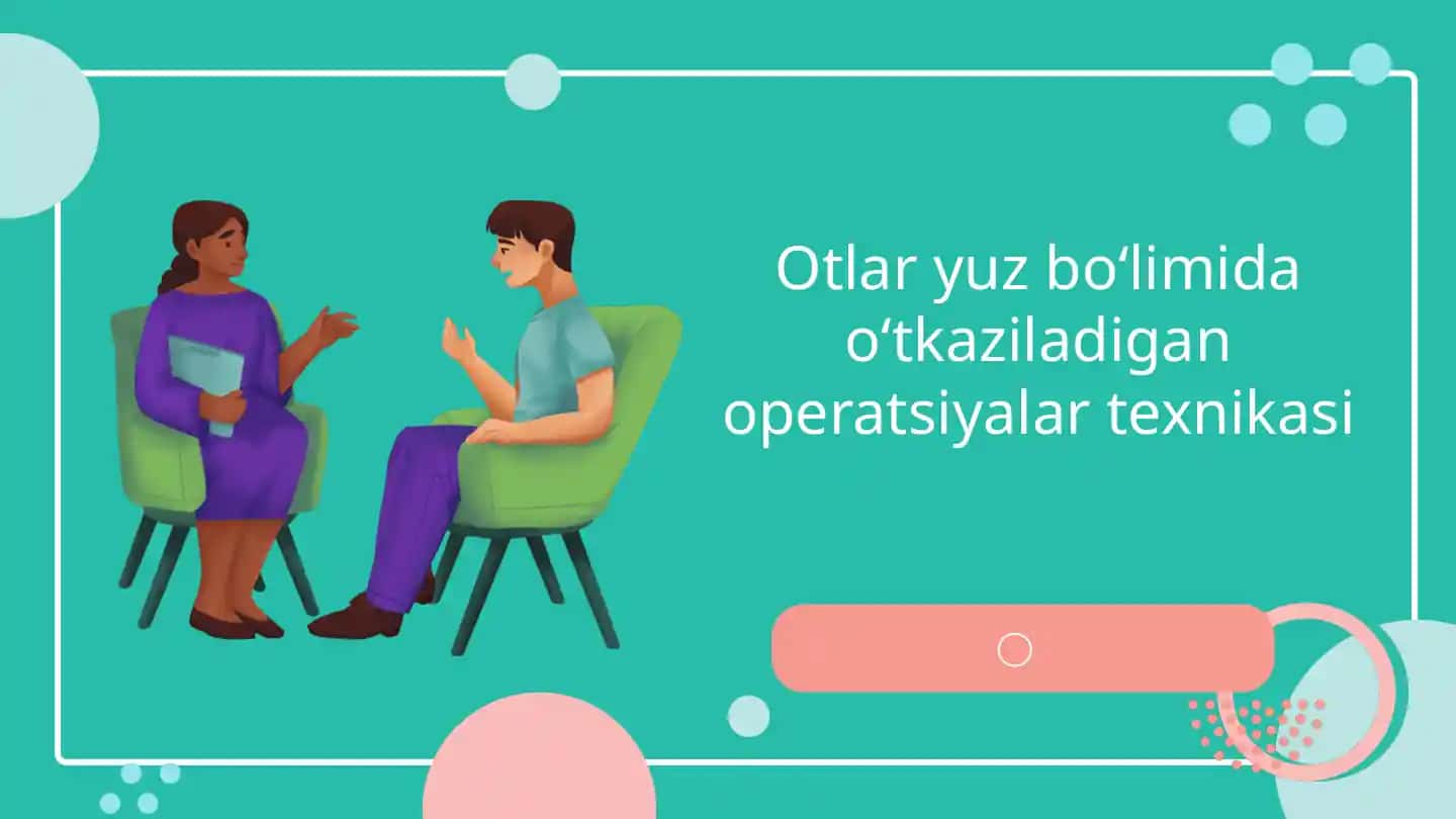Otlar yuz boʻlimida oʻtkaziladigan operatsiyalar texnikasi