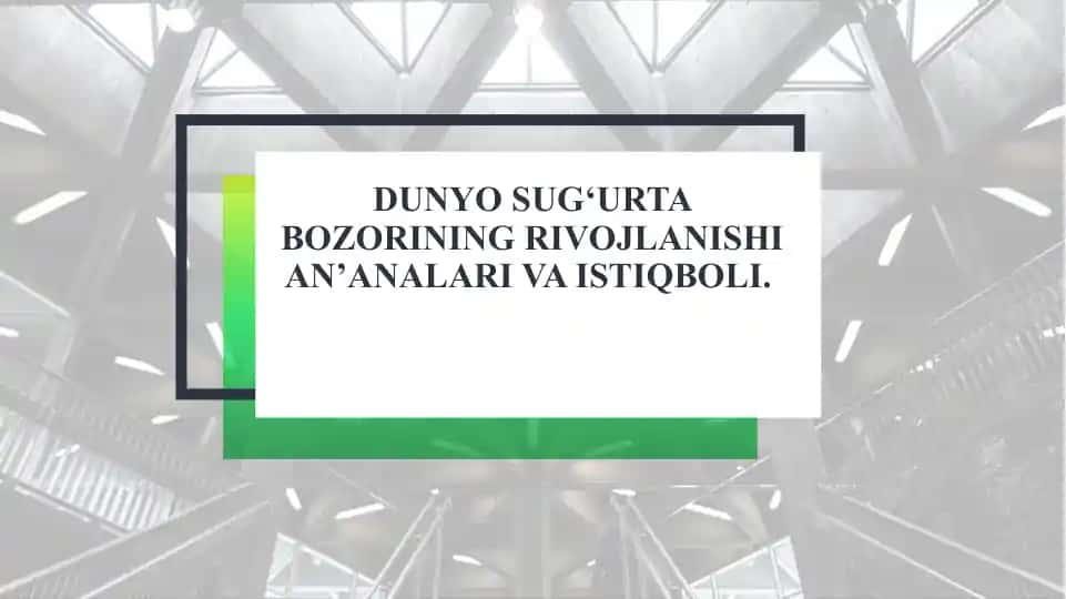 Jahon sug‘urta bozorining rivojlanishi va an'analar va istiqboli