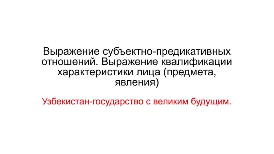 Субъектно-предикативные отношения