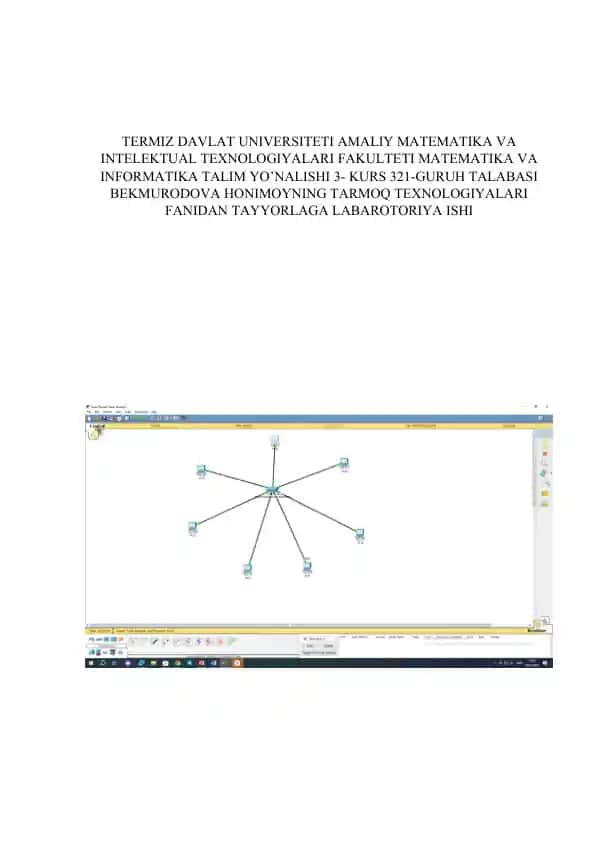 Tarmoq texnologiyalari fanidan tayyorlaga laboratoriya ishi