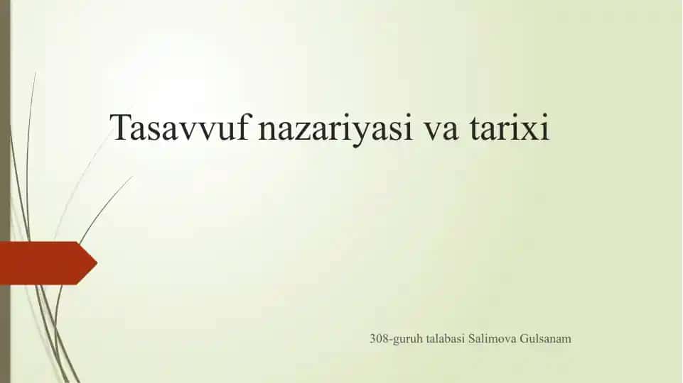 Tasavvuf nazariyasi va tarixi