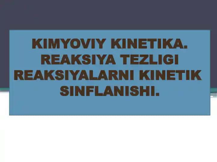 Kimyoviy Kinetika