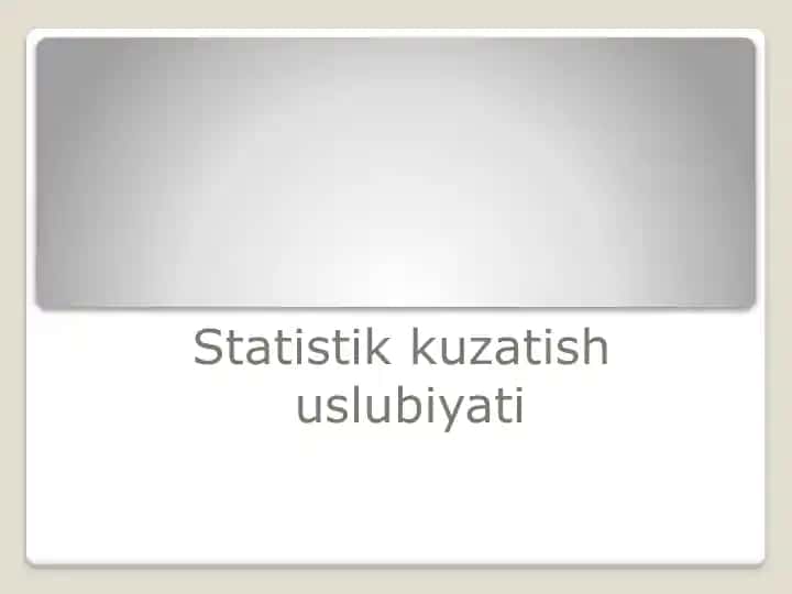Statistik kuzatish uslubiyati