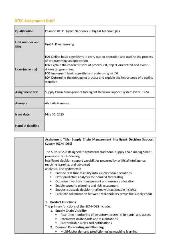 Supply Chain Management Intelligent Decision Support System (SCM-IDSS)