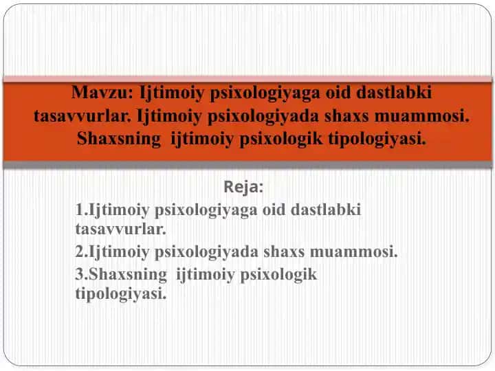 Ijtimoiy psixologiyaga oid dastlabki tasavvurlar