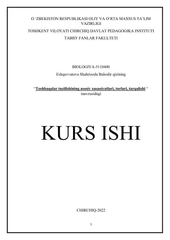 Toshbaqalar tuzilishining asosiy xususiyatlari, turlari, tarqalishi