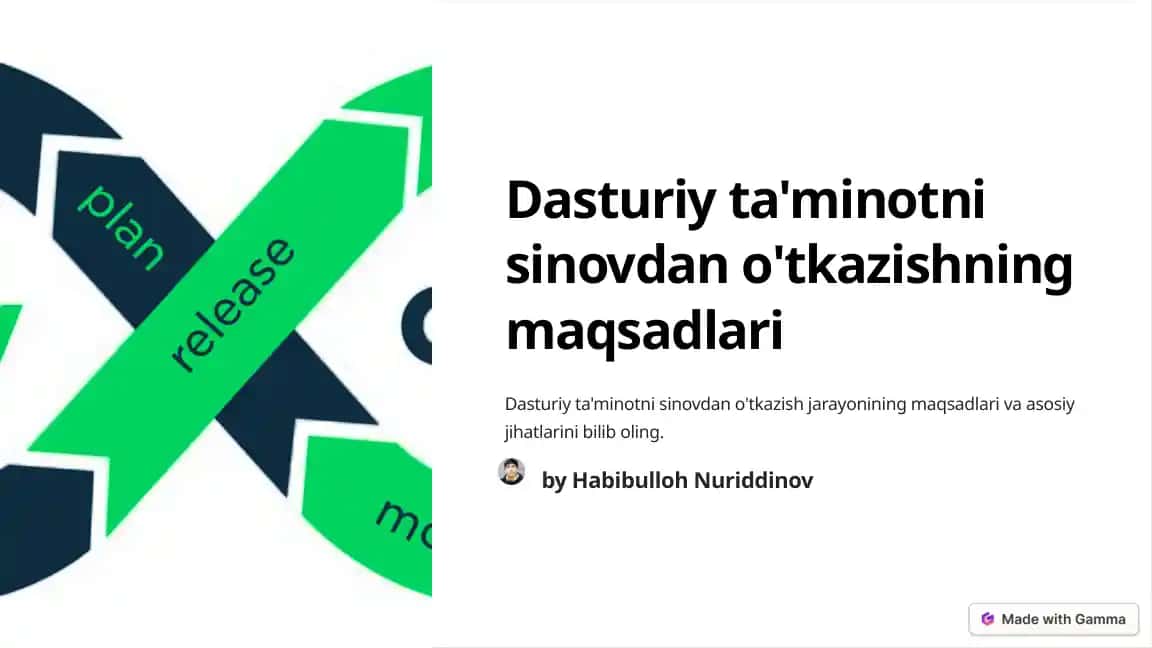 Dasturiy ta'minotni sinovdan o'tkazish maqsadlari