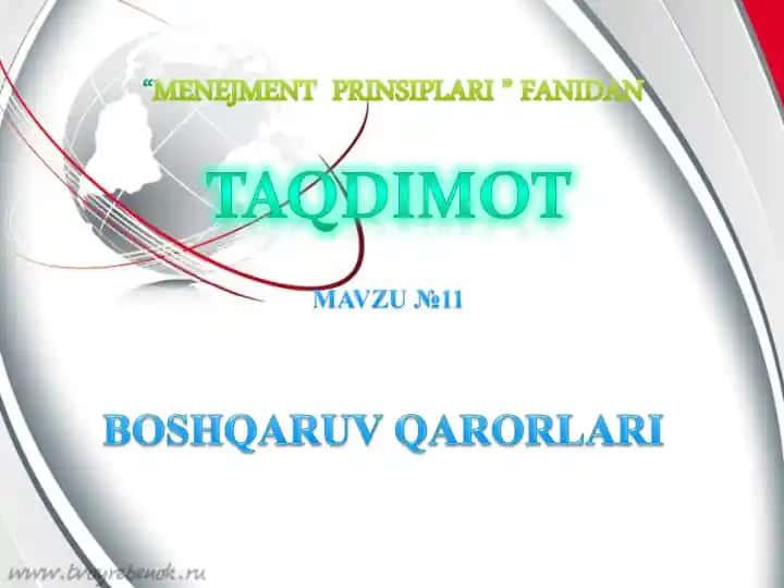 Menejment prinsiplari fanidan taqdimot