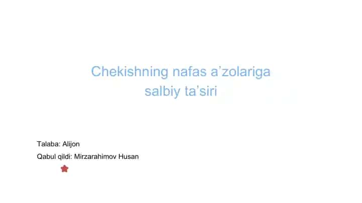 Chekishning nafas a'zolariga salbiy ta'siri