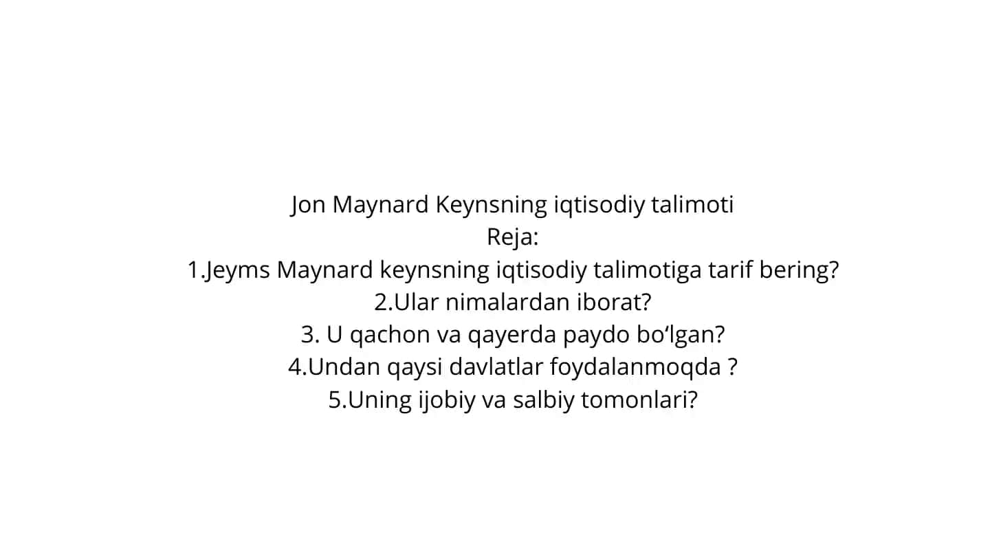 Jon Maynard Keynsning iqtisodiy talimoti