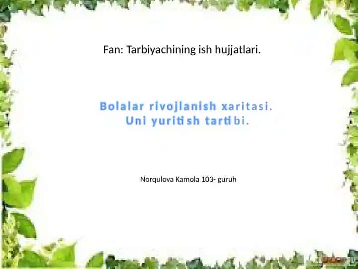 Bolalar rivojlanish xaritasi