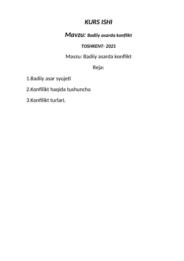 Badiiy asarda konflikt