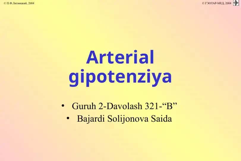 Arterialgipotenziya