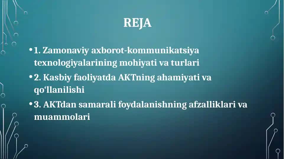 Kasbiy faoliyatda zamonaviy axborot komunikatsiya texnologiyalaridan foydalanish