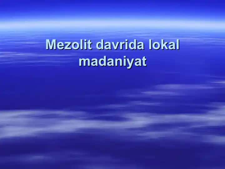 Mezolit davrida lokal madaniyat